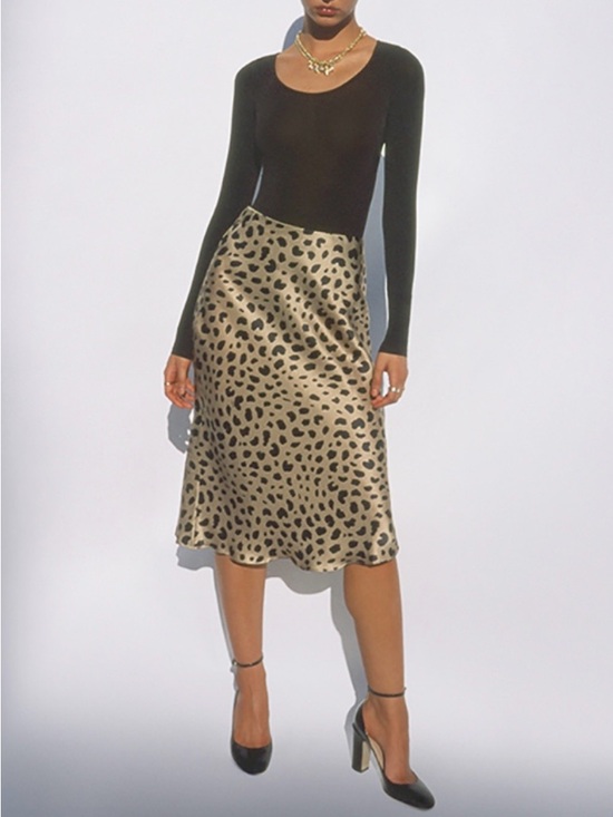 Realisation Par Dresses & Skirts - NWT realisation par The Naomi Skirt Wild Things Leopard Print Silk Slip Skirt S
